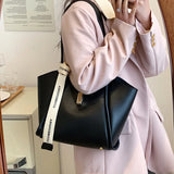 Large Capacity Women Texture Pu Leather Handbag Shoulder Totes Bags