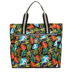 Large Capacity Nylon Zipper Shopping Bag Flower Women's Shoulder Bag