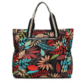 Large Capacity Nylon Zipper Shopping Bag Flower Women's Shoulder Bag