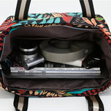 Large Capacity Nylon Zipper Shopping Bag Flower Women's Shoulder Bag