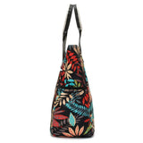 Large Capacity Nylon Zipper Shopping Bag Flower Women's Shoulder Bag