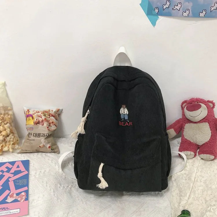 Corduroy Backpacks For Women Anti-theft Travel Bags