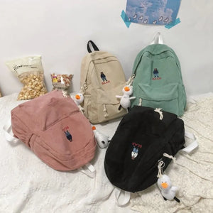 Corduroy Backpacks For Women Anti-theft Travel Bags