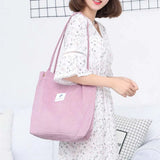 Large Corduroy Bag Women Casual Shoulder Bucket Bag