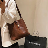 Large Capacity Crossbody Bags For Women High Bucket Bag Retro Female Shoulder Ba