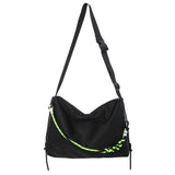 Large Capacity Crossbody Bag with Green Ribbon for Travel Sports