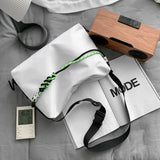 Large Capacity Crossbody Bag with Green Ribbon for Travel Sports