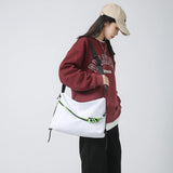 Large Capacity Crossbody Bag with Green Ribbon for Travel Sports