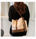 Large Capacity Bucket Bag Vintage Canvas Shoulder Messenger Handbag with Purse