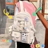 Women Multi-Pocket Nylon Backpack for School and Laptop