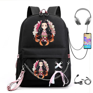 Large Capacity Demon Slayer Anime School Bag Harajuku Casual Backpack
