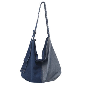 Large Denim Shoulder Bag for Women Patchwork Hobos Casual Packages