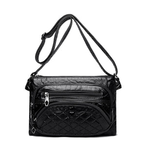 Double Pocket Crossbody Bag Women Shoulder Bags Leather Handbags