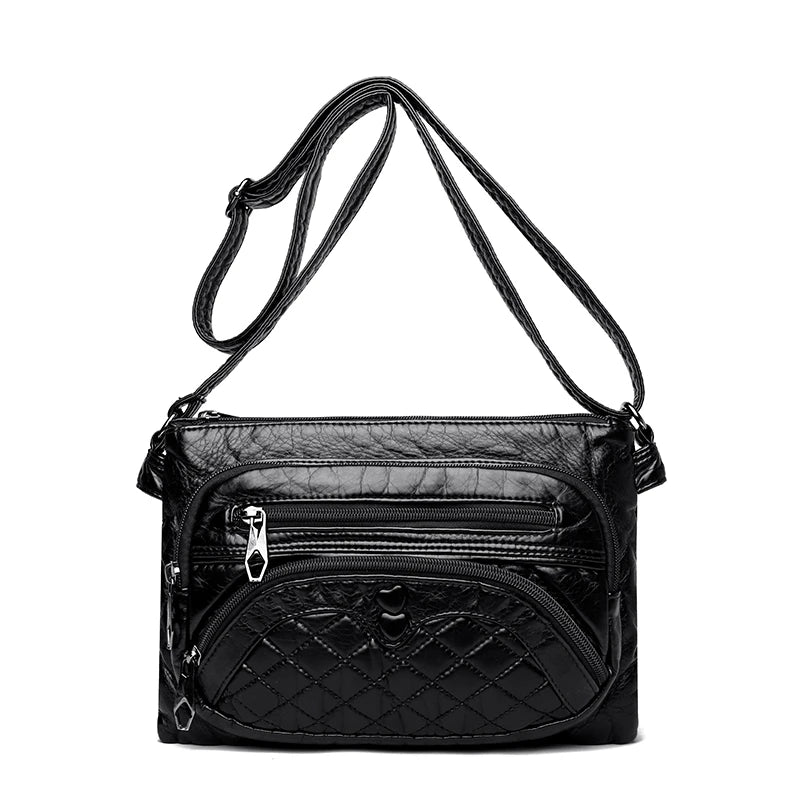 Double Pocket Crossbody Bag Women Shoulder Bags Leather Handbags