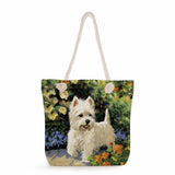 Eco Thick Rope Totes Shopper Bags - Westie Dog Painting