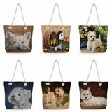Eco Thick Rope Totes Shopper Bags - Westie Dog Painting