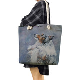 Watercolor Collie Dog Print Tote Bag Large Capacity Shoulder Handbags