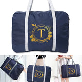 Large Capacity Unisex Weekend Bag Wreath Letter Pattern Foldable Duffle