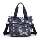 Floral Print Crossbody Bag Nylon Top-Handle Tote Women Handbag