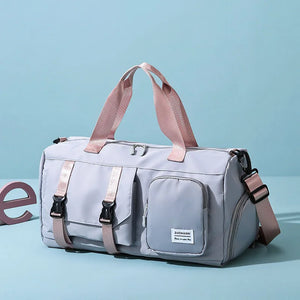 Large Capacity Folding Travel Bag with Dry and Wet Separation Pockets