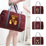 Bear Print Fold Travel Bag Large Capacity Duffle Gym Yoga Storage Shoulder
