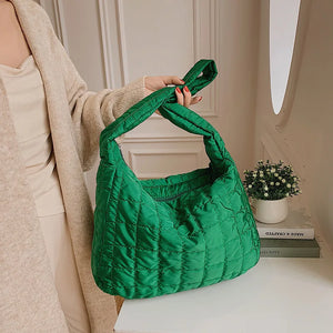 Large Capacity Green Women Shopping Bag High Cloth Shoulder Bags Winter Style