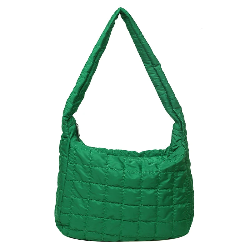 Large Capacity Green Women Shopping Bag High Cloth Shoulder Bags Winter Style