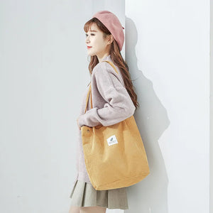 Large Capacity Corduroy Shoulder Bag Casual Totes
