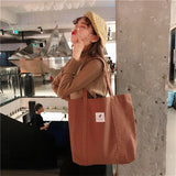 Canvas Shoulder Bag for Women Solid Small Fresh Tote Bags Female