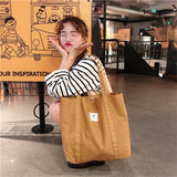 Canvas Shoulder Bag for Women Solid Small Fresh Tote Bags Female