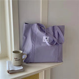 Canvas Shoulder Bag for Women Solid Small Fresh Tote Bags Female