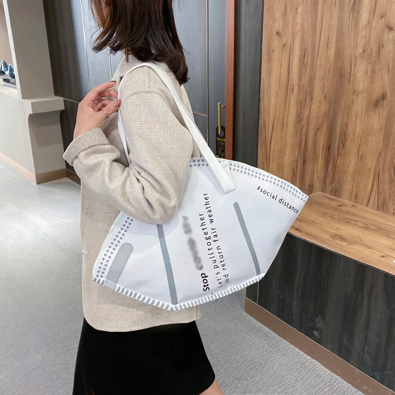 Casual Canvas Tote Bag Large Capacity Mask Shoulder Bags