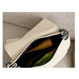 Large Capacity Soft Leather Crossbody Bag Beige Messenger Bag