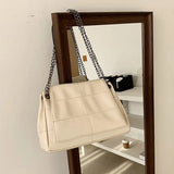 Large Capacity Soft Leather Crossbody Bag Beige Messenger Bag
