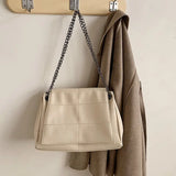 Large Capacity Soft Leather Crossbody Bag Beige Messenger Bag