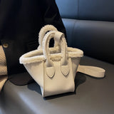 Autumn Winter Plush Bucket Bag PU Leather Tote Shoulder Bags