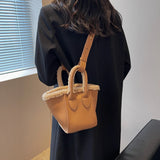 Autumn Winter Plush Bucket Bag PU Leather Tote Shoulder Bags