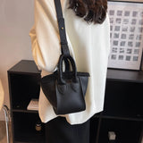 Autumn Winter Plush Bucket Bag PU Leather Tote Shoulder Bags
