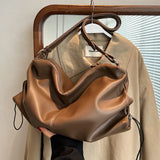 Large Capacity PU Leather Shoulder Bag French Messenger Tote Bag