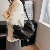 Large Capacity PU Leather Shoulder Bag French Messenger Tote Bag