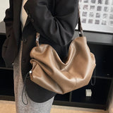 Large Capacity PU Leather Shoulder Bag French Messenger Tote Bag