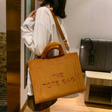 Large Capacity Plush Shoulder Bag for Women Textured Tote Messenger Bag