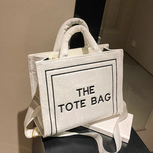 Large Capacity Plush Shoulder Bag for Women Textured Tote Messenger Bag
