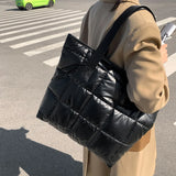 Large Capacity Quilted Shoulder Bags for Women Winter Nylon Crossbody Bag