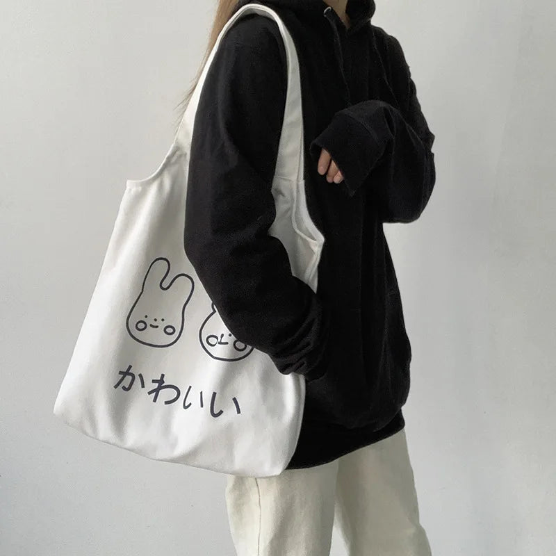 Large Capacity Women Shoulder Bag Solid Canvas Messenger Bag Girls Tote Bag