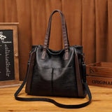 Large Capacity Women's Soft Leather Shoulder Bag Retro Tote Satchel Handbag