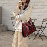 Large Capacity Soft Leather Bucket Bag Crossbody Tote Satchel Handbag