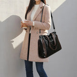 Large Capacity Soft Leather Bucket Bag Crossbody Tote Satchel Handbag
