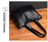 Large Capacity PU Leather Tote Bag Double Strap Shoulder Bag Casual Messenger