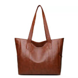 Large Capacity PU Leather Tote Bag Double Strap Shoulder Bag Casual Messenger
